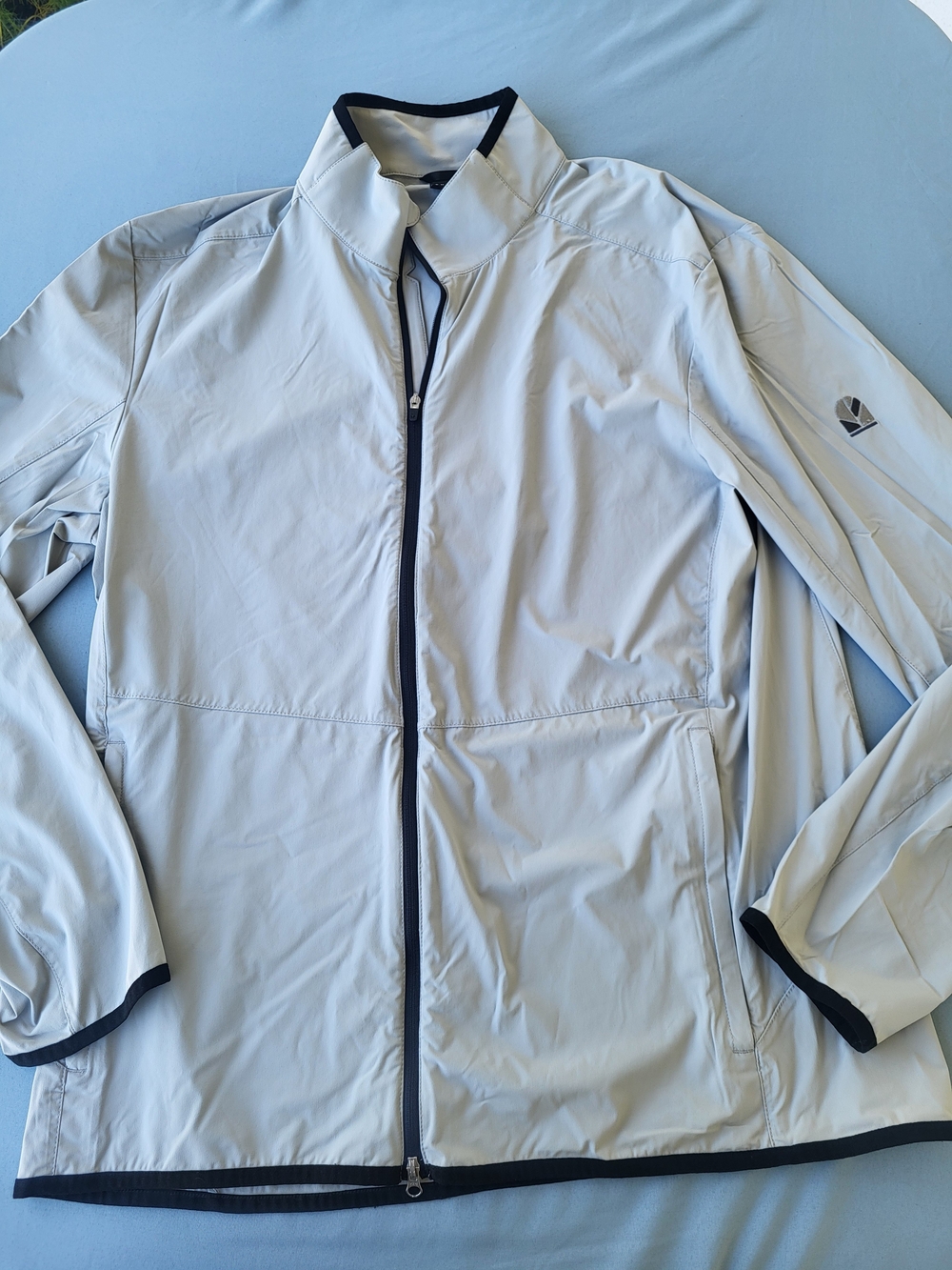 Men's Light Gray Windbreaker with Black Trim